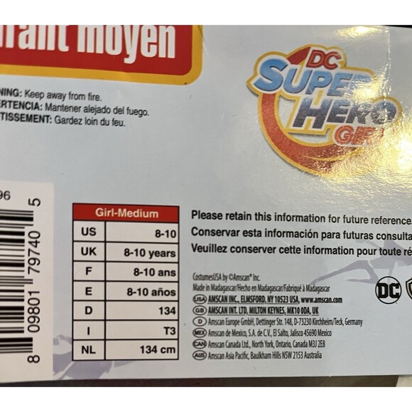 DC Super Hero Girls Costume Medium 8 10 Kids Child Superhero Girl NEW NWT - Picture 3 of 3